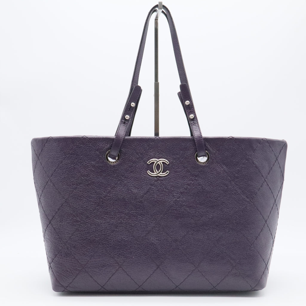 Blue Quilted Glazed Leather On-the-Road XL Tote Bag
