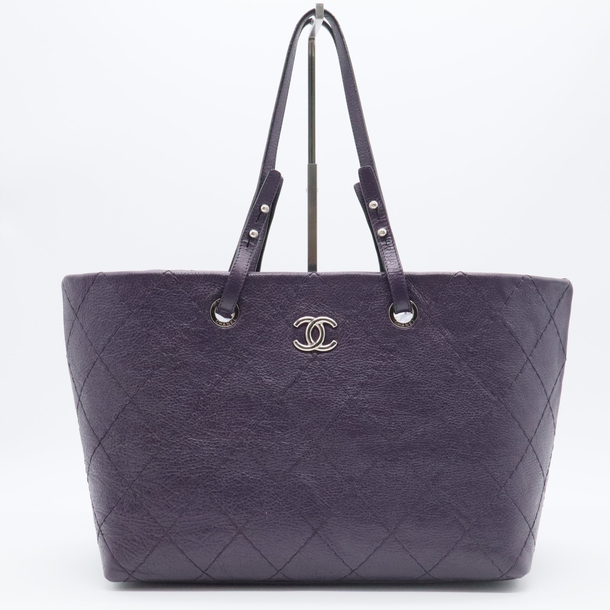 Blue Quilted Glazed Leather On-the-Road XL Tote Bag