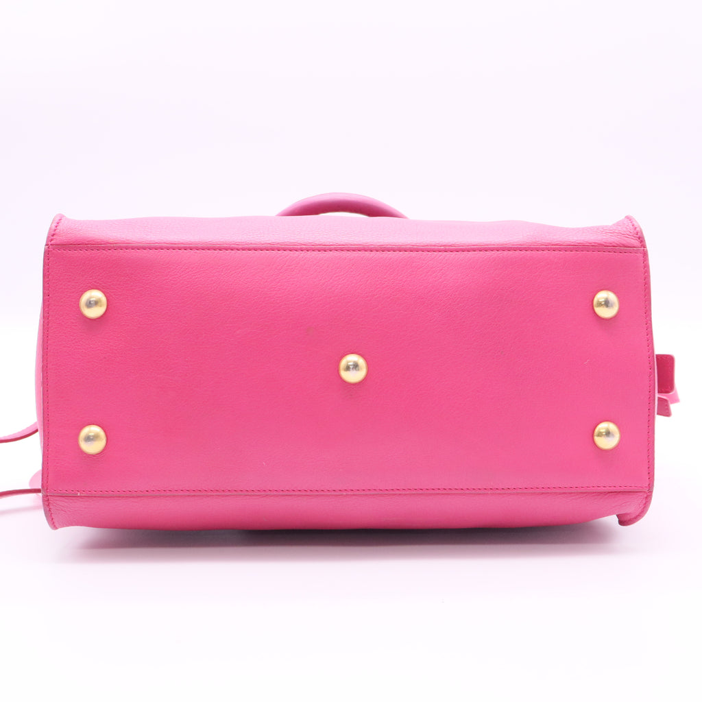 Yves Saint Laurent Fuchsia Calfskin Leather Classic Medium Y Cabas Bag Twins