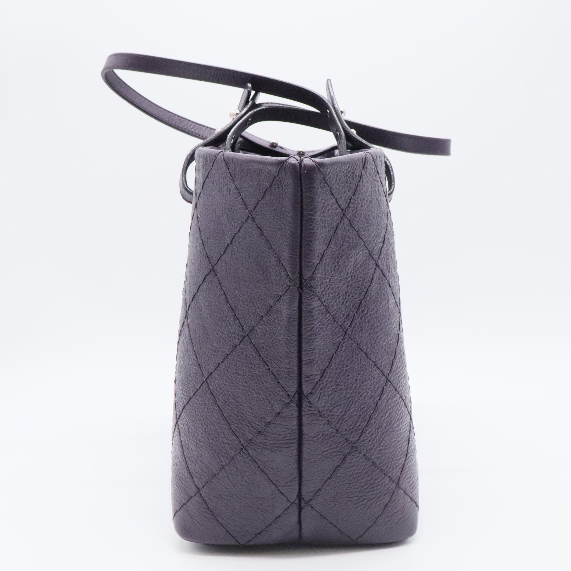 Blue Quilted Glazed Leather On-the-Road XL Tote Bag