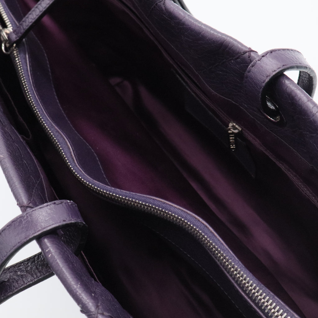 Blue Quilted Glazed Leather On-the-Road XL Tote Bag