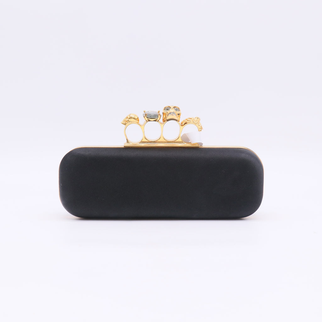 Alexander McQueen Satin Four-Ring Knuckle Box Clutch W22891