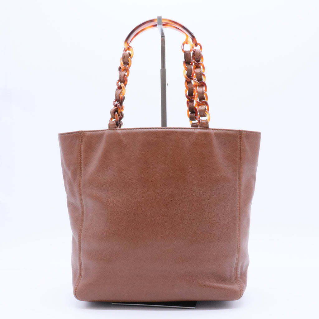 Vintage CC Resin Chain Tote Leather Small