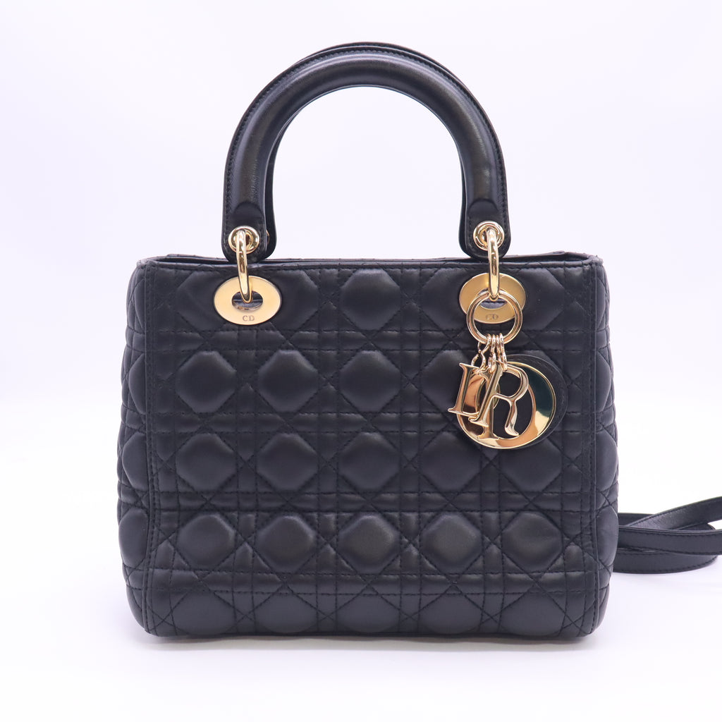 Lambskin Cannage Medium Lady Dior Black