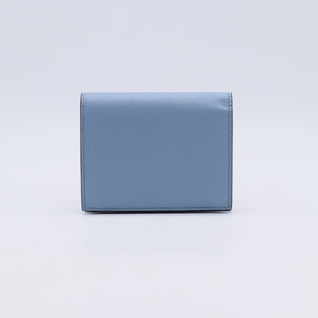 Prada Multicolor Saffiano Leather Greca Bifold Compact Wallet W21306