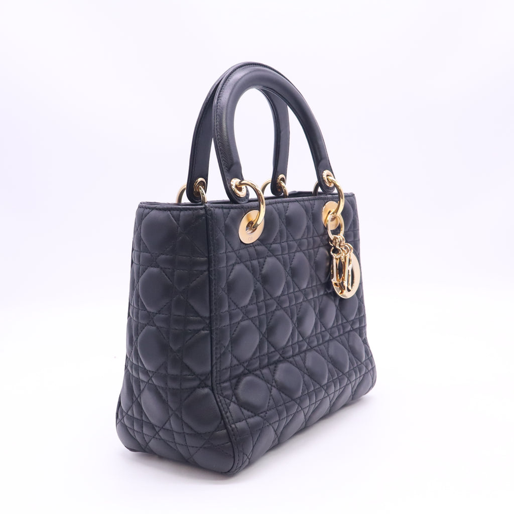 Lambskin Cannage Medium Lady Dior Black