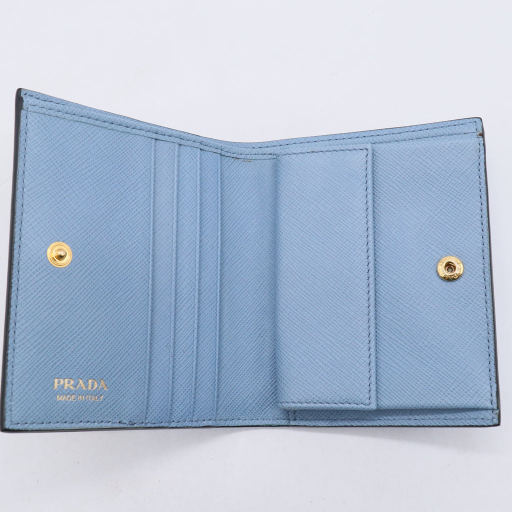 Prada Multicolor Saffiano Leather Greca Bifold Compact Wallet W21306