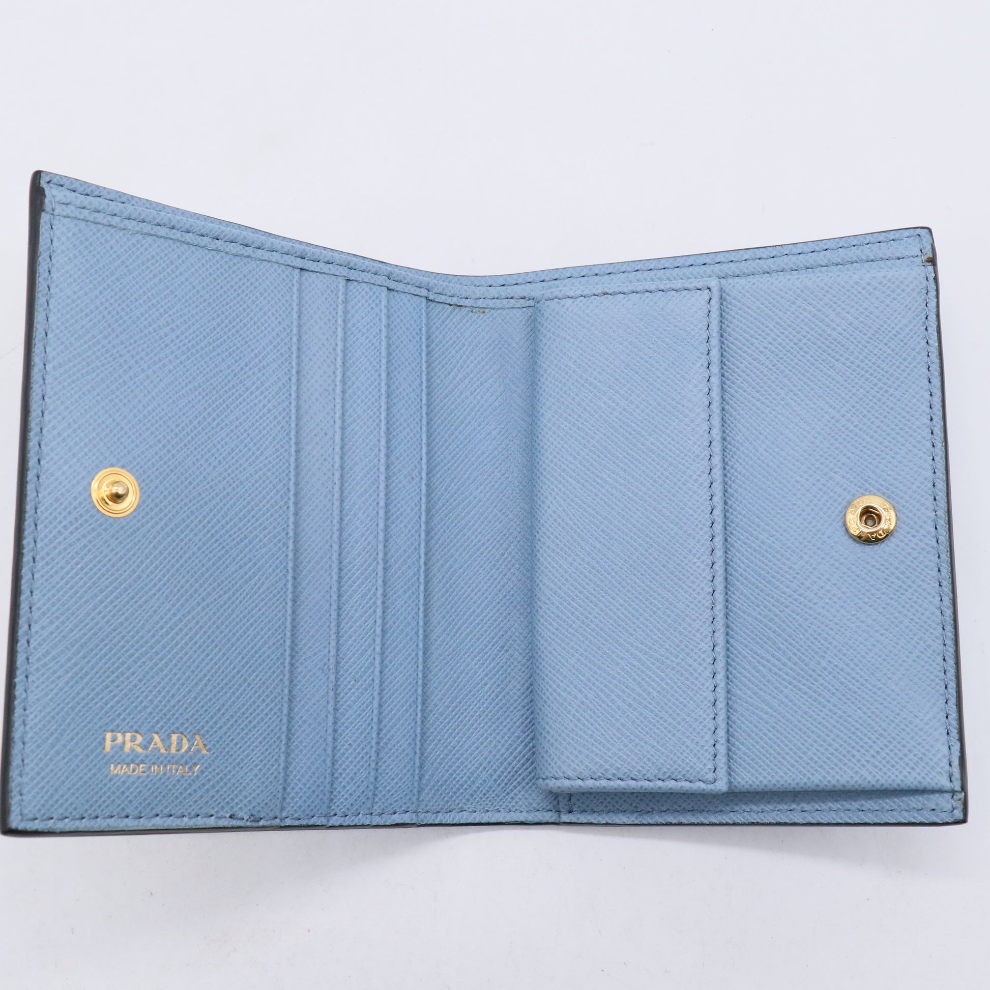 Prada Multicolor Saffiano Leather Greca Bifold Compact Wallet W21306