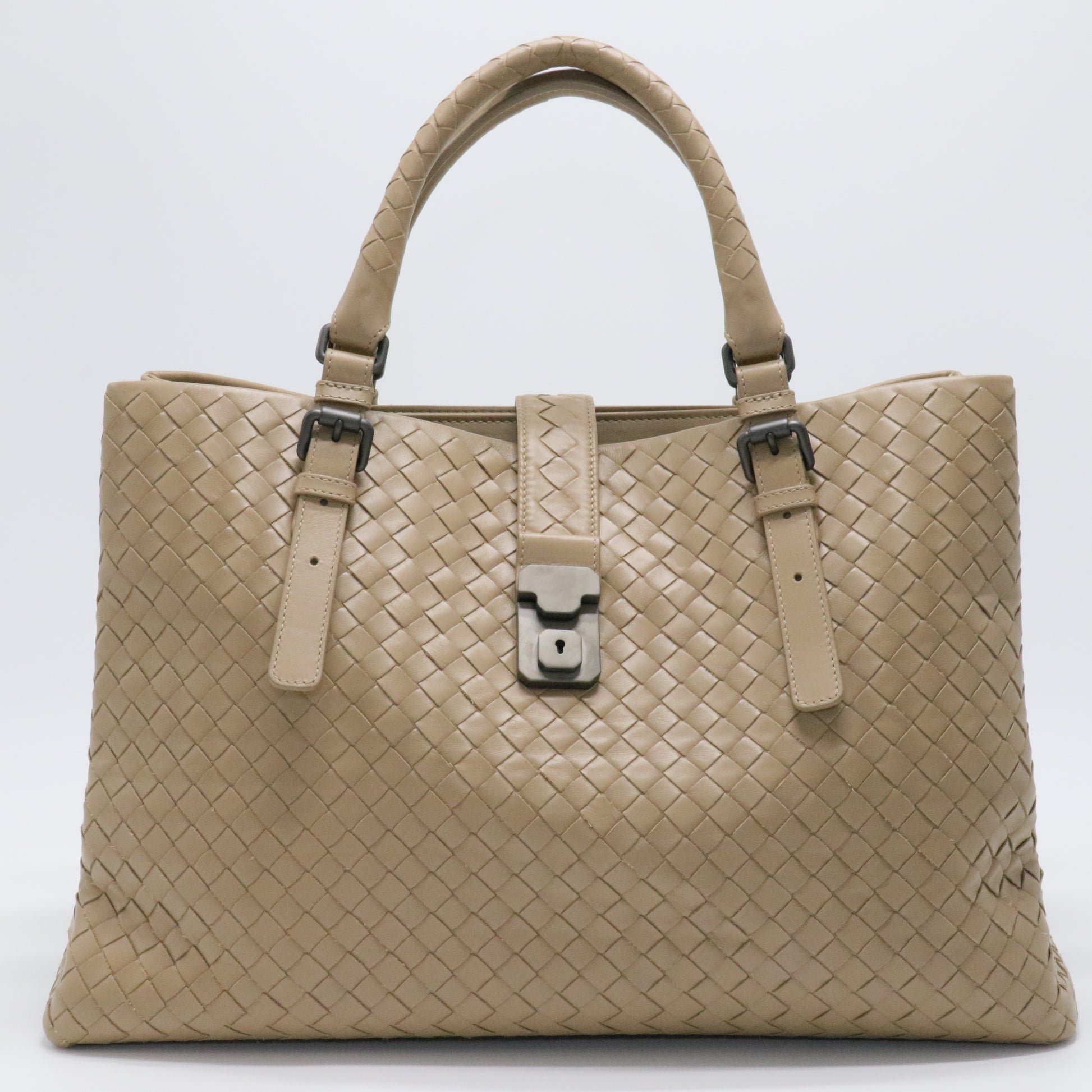 Bottega Veneta Beige Medium Nappa Intrecciato Roma Tote