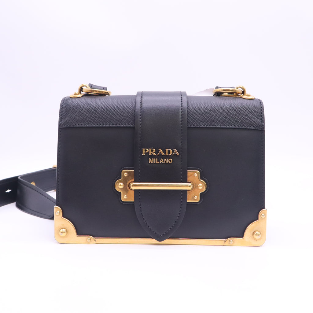 Prada City Calf Saffiano Cahier Bag Black B24734