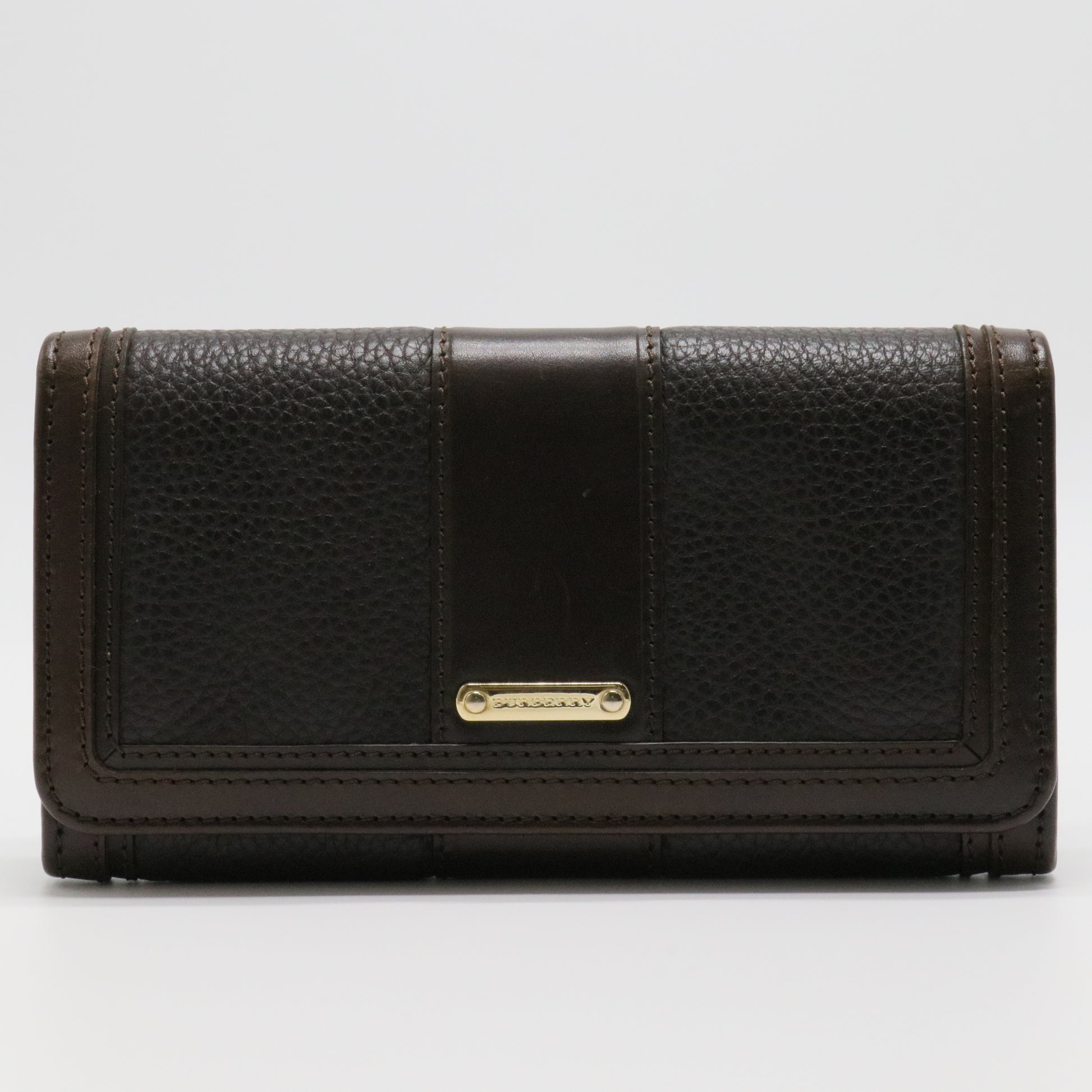 Burberry Long Brown Leather Wallet