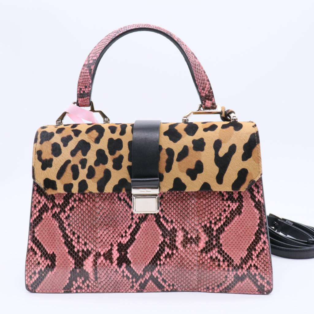 Madras Patch and Python Top Handle Bag twins