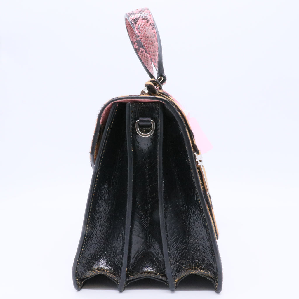 Madras Patch and Python Top Handle Bag twins