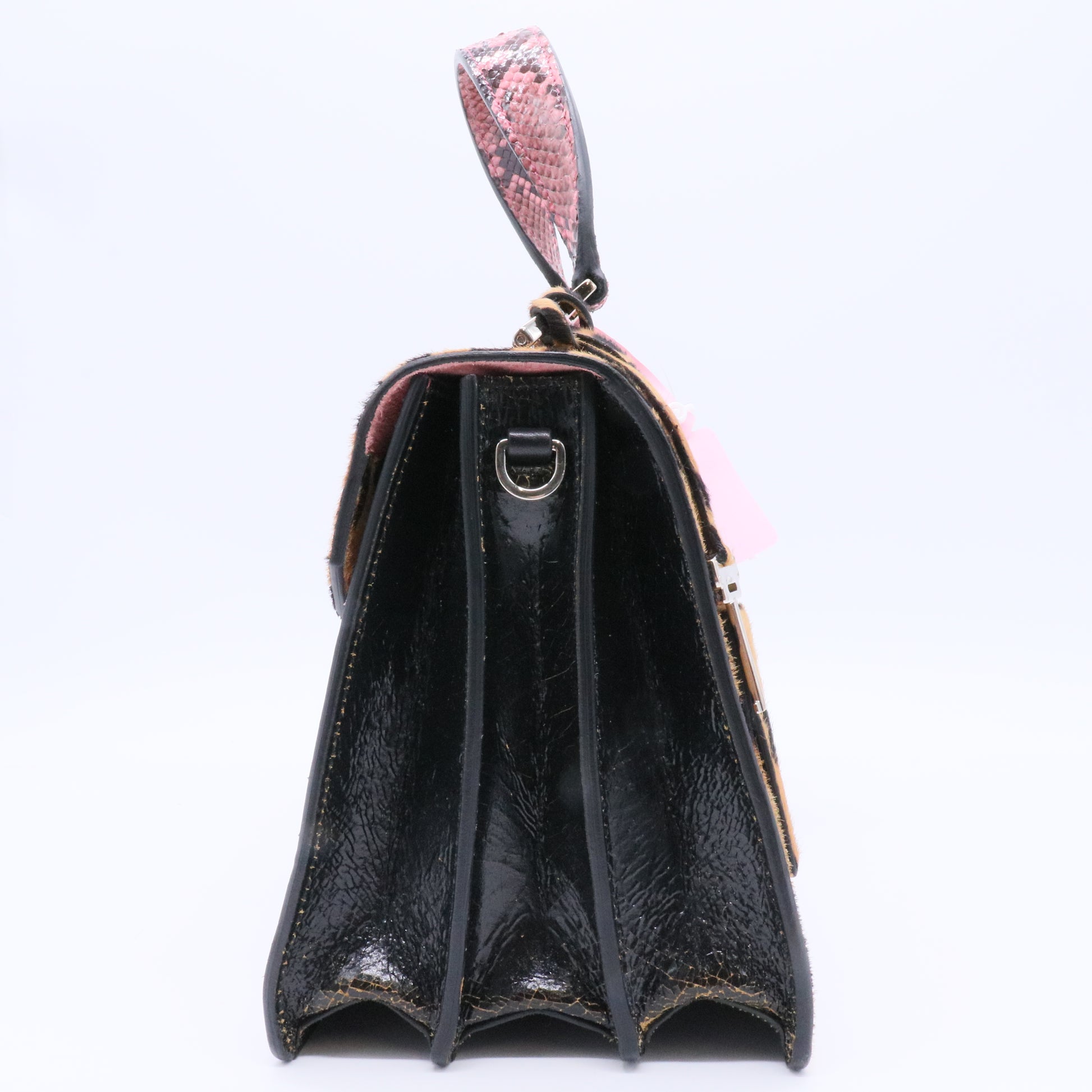 Madras Patch and Python Top Handle Bag twins