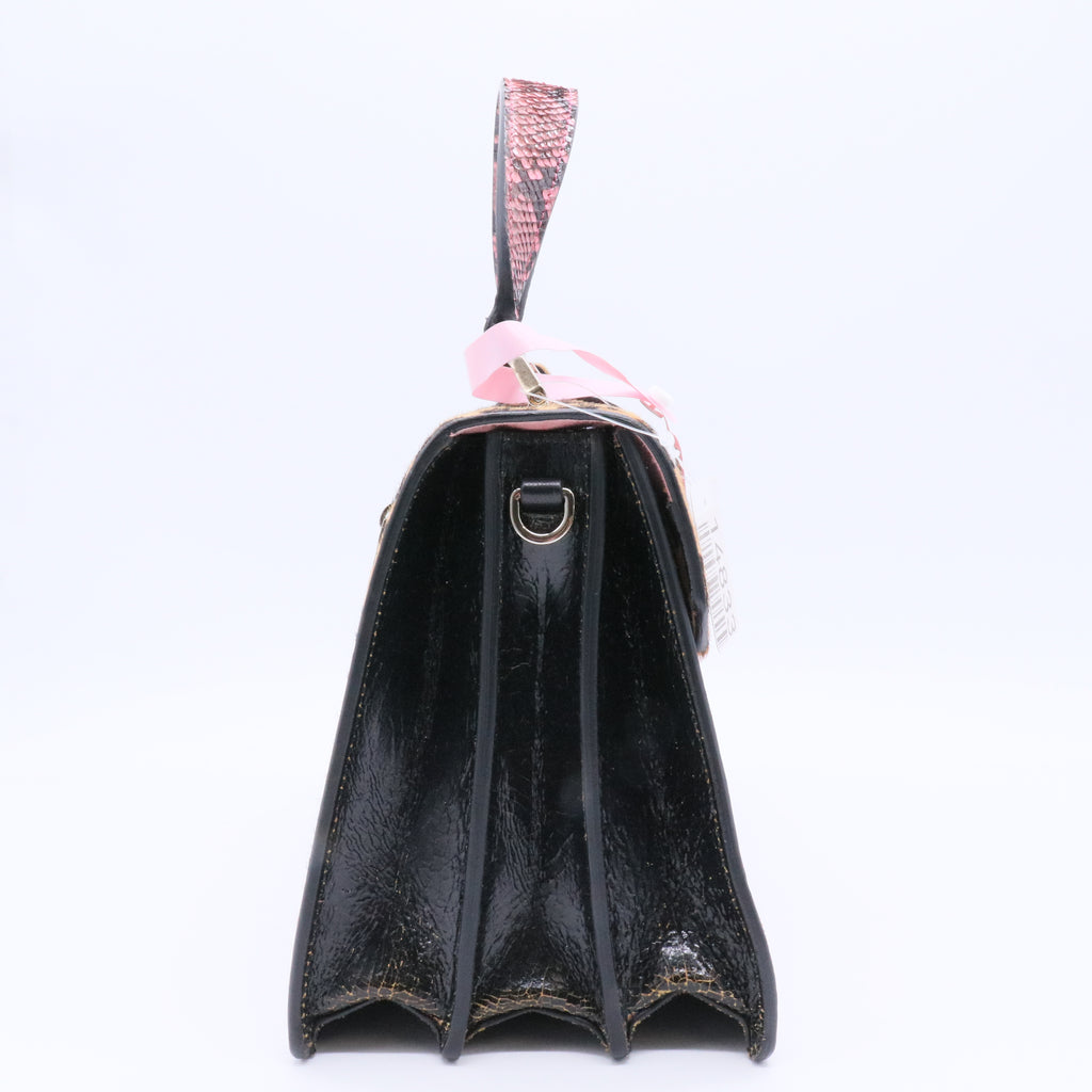 Madras Patch and Python Top Handle Bag twins