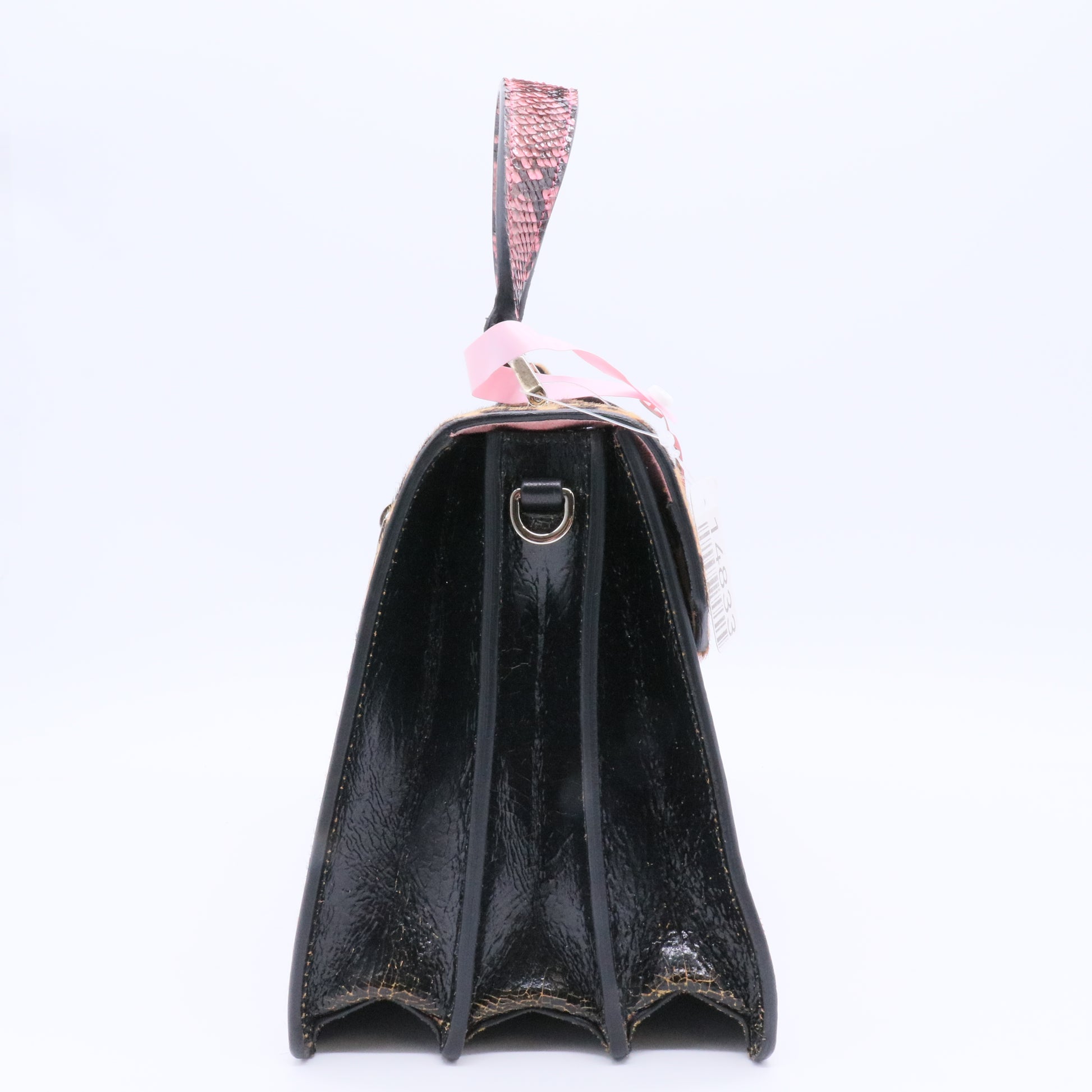 Madras Patch and Python Top Handle Bag twins