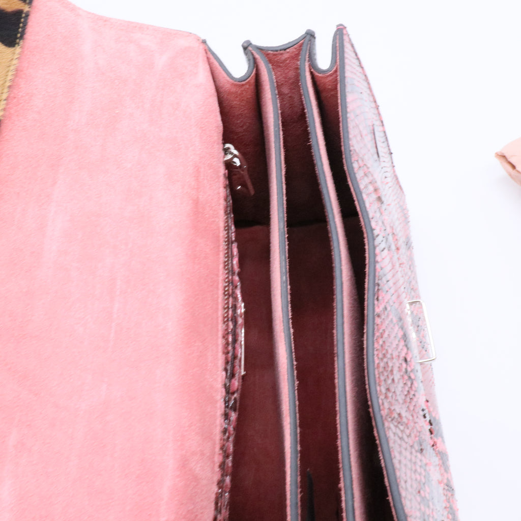 Madras Patch and Python Top Handle Bag twins