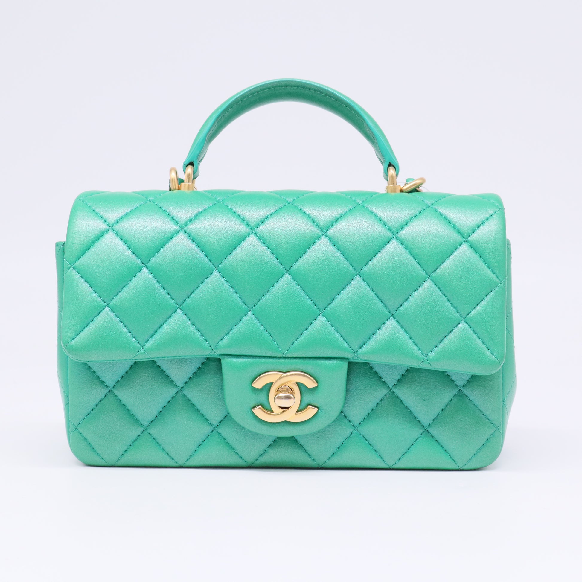 Pearl Samba Resin Chain Square Flap Bag Quilted Lambskin TWINS LDJ3365