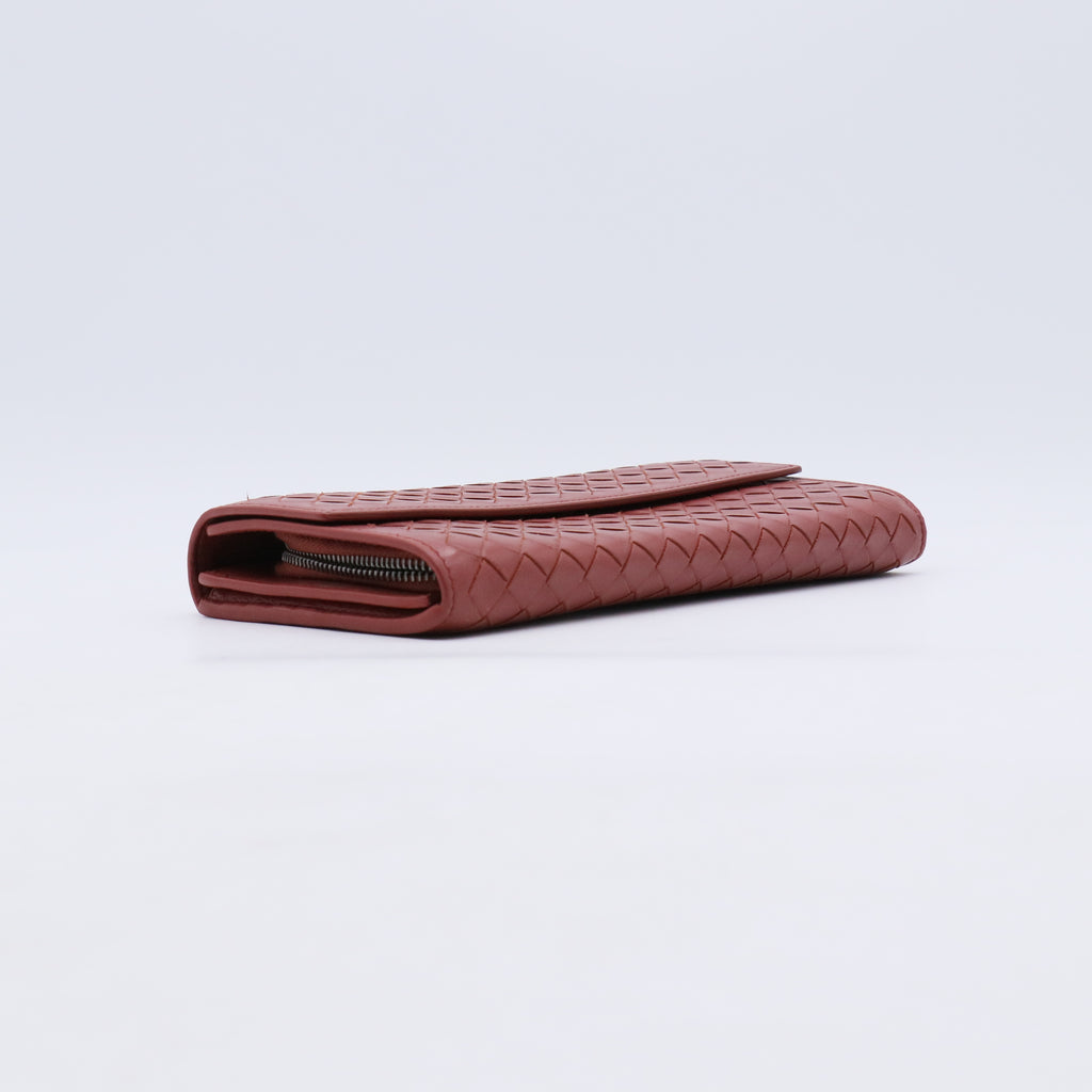 Intrecciato Weave Flap Long Wallet W21154