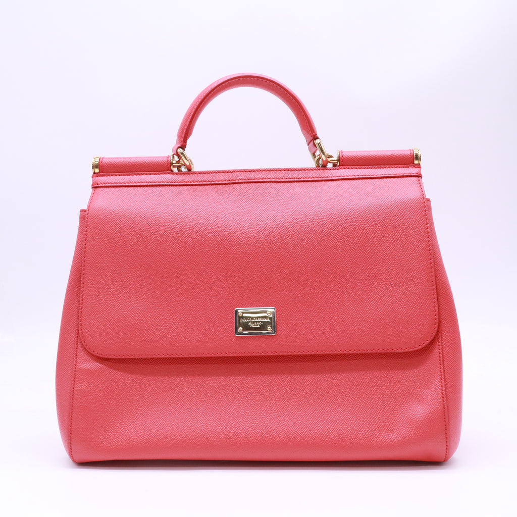 Red Leather Medium Miss Sicily Top Handle Bag B23829
