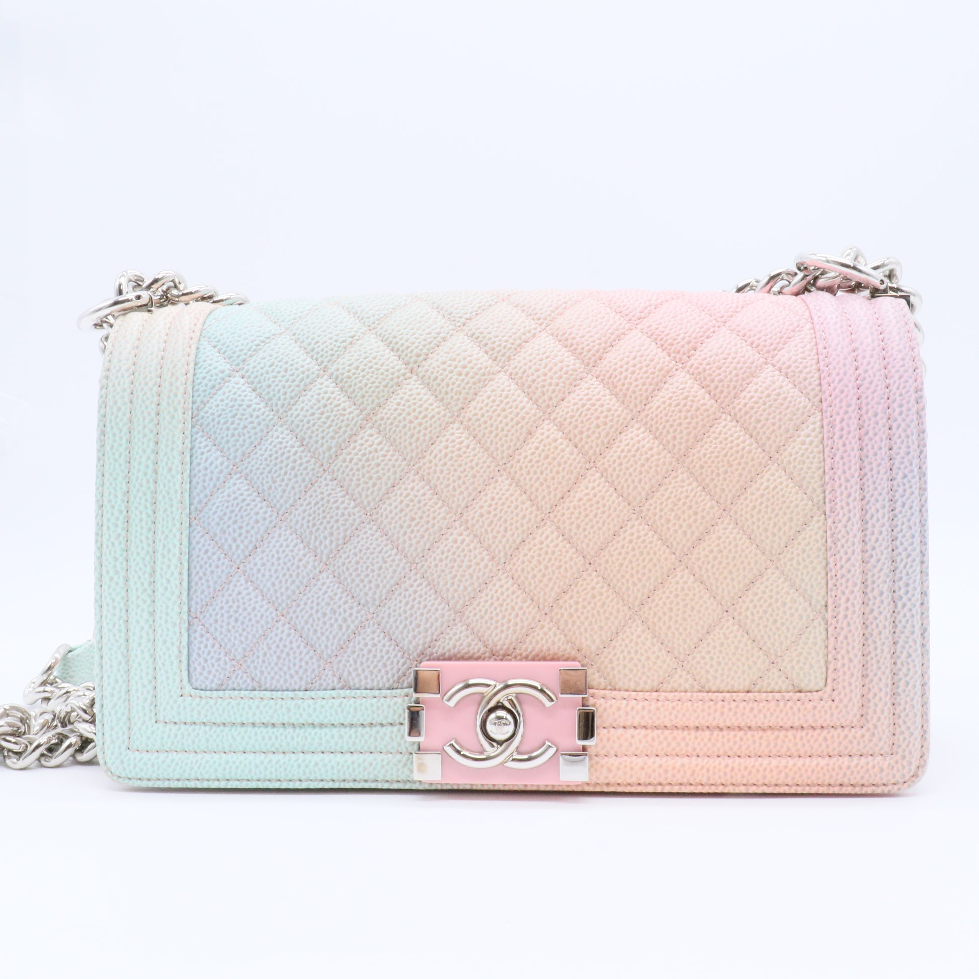 Caviar Quilted Medium Rainbow Boy Flap Pink Multicolor Twins