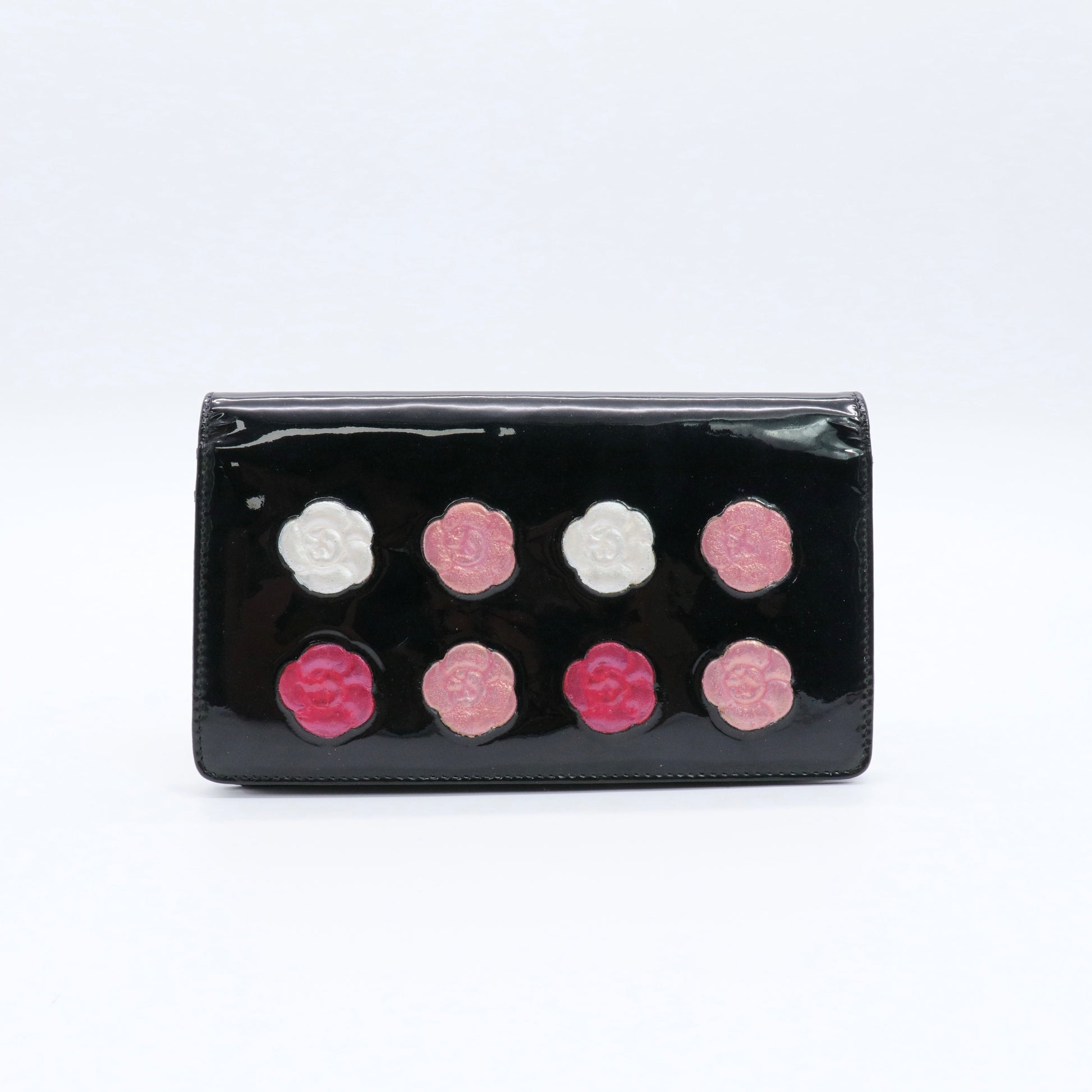 Camellia Patent Long Wallet Black twins