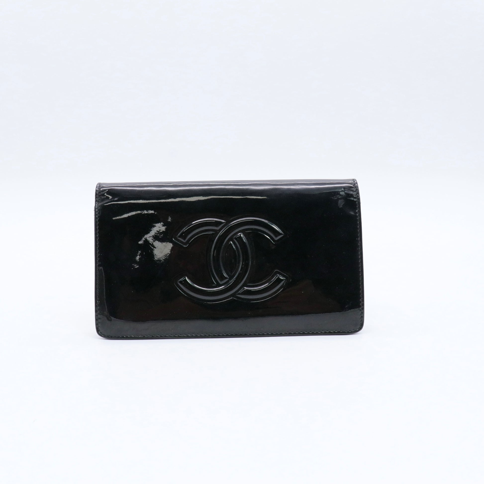 Camellia Patent Long Wallet Black twins