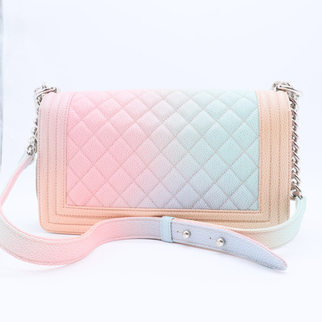 Caviar Quilted Medium Rainbow Boy Flap Pink Multicolor Twins