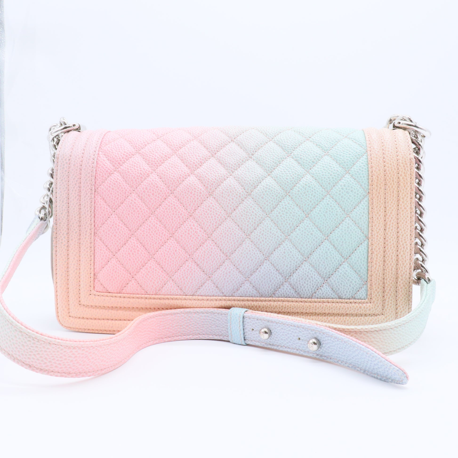 Caviar Quilted Medium Rainbow Boy Flap Pink Multicolor Twins