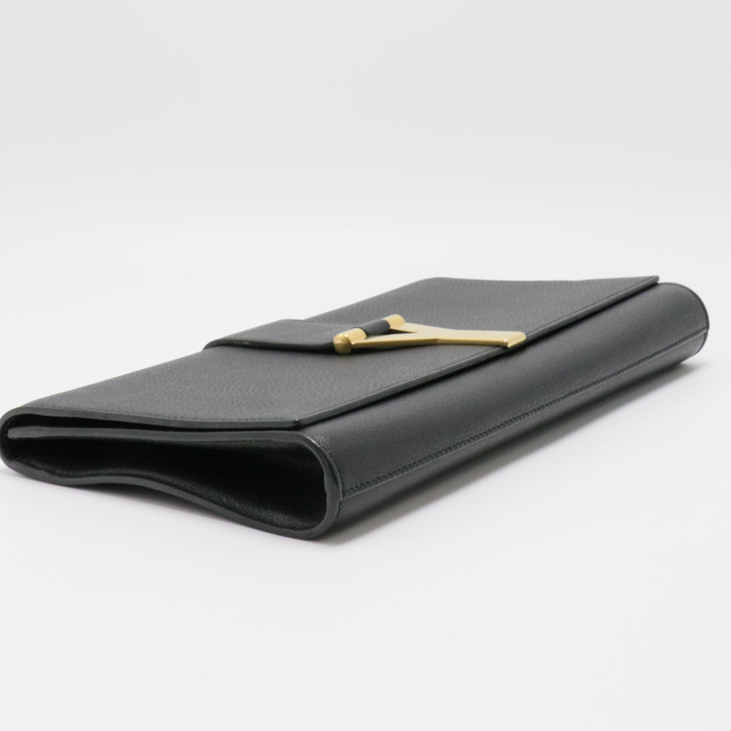 Paris Black Leather Large Chyc Clutch