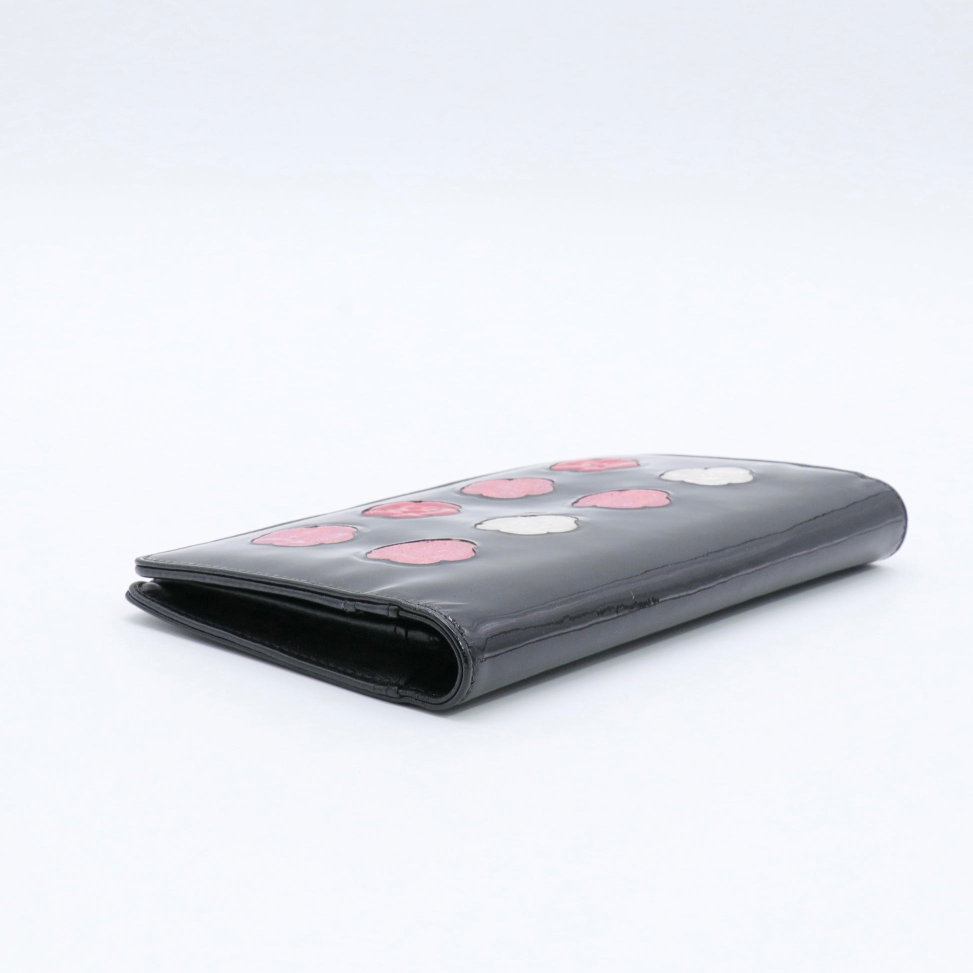 Camellia Patent Long Wallet Black twins