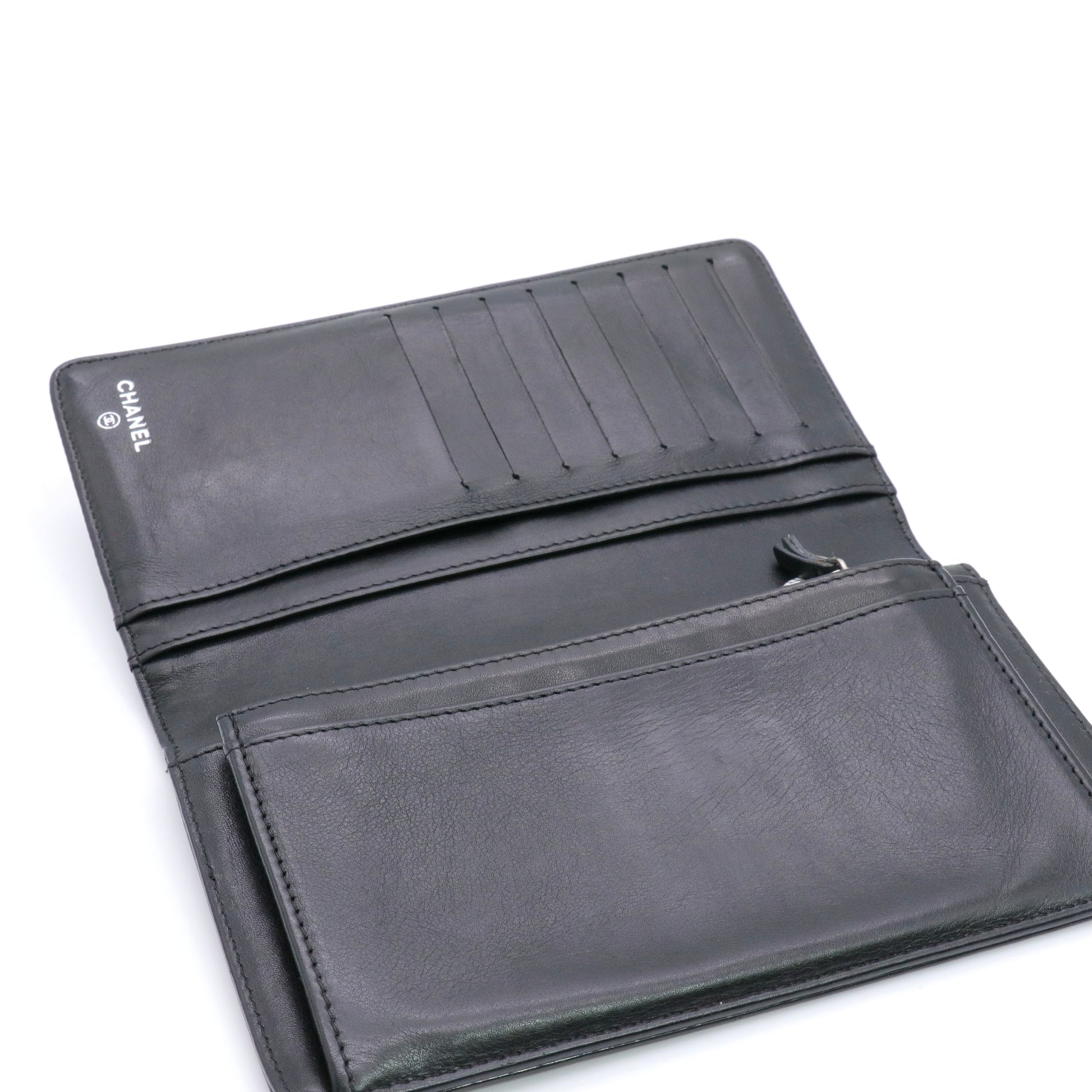 Camellia Patent Long Wallet Black twins