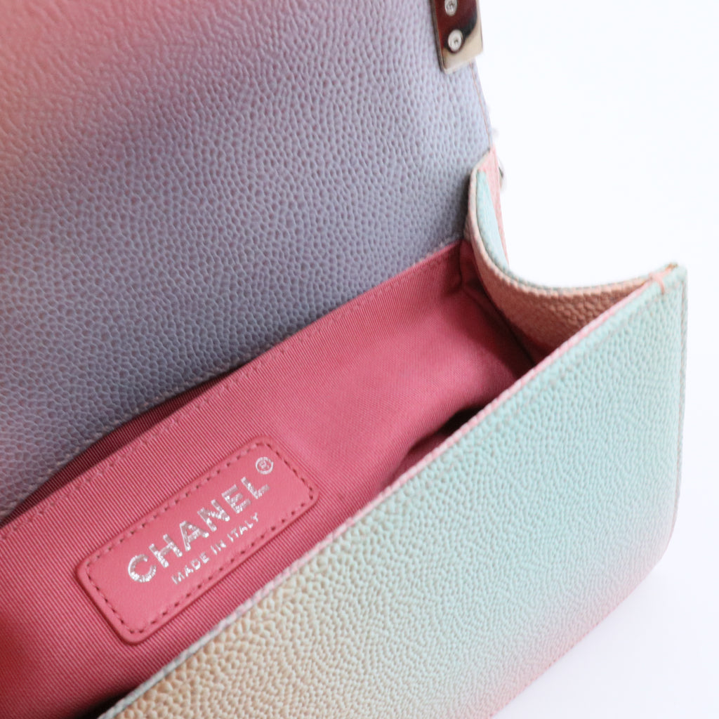 Caviar Quilted Medium Rainbow Boy Flap Pink Multicolor Twins