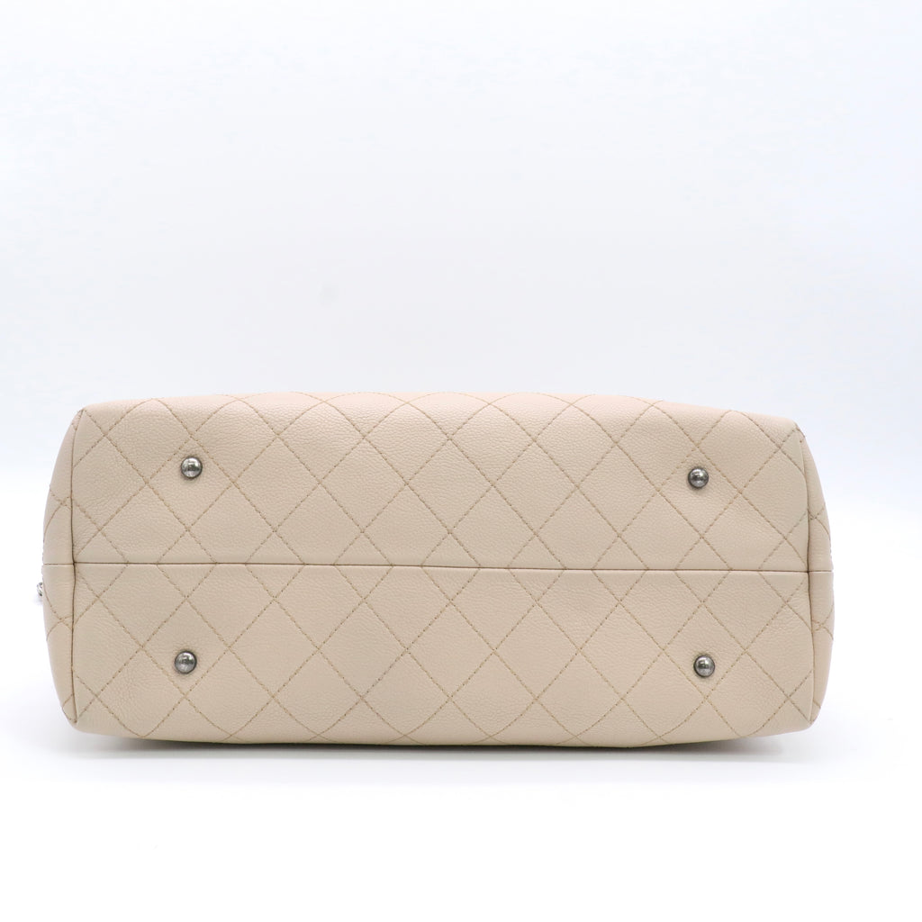 Grained Vegetal Calfskin Urban Shopping Tote Light Beige twins