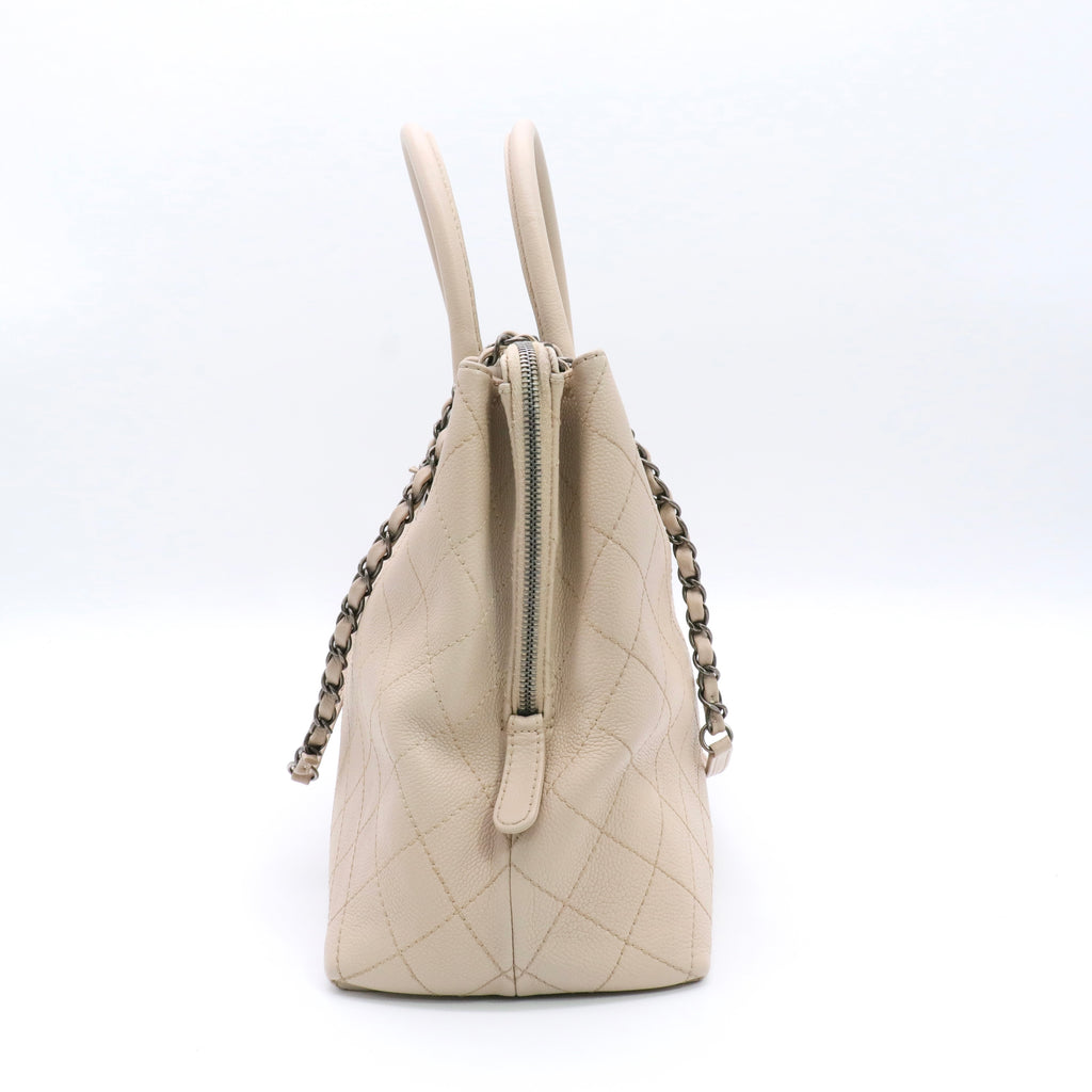 Grained Vegetal Calfskin Urban Shopping Tote Light Beige twins