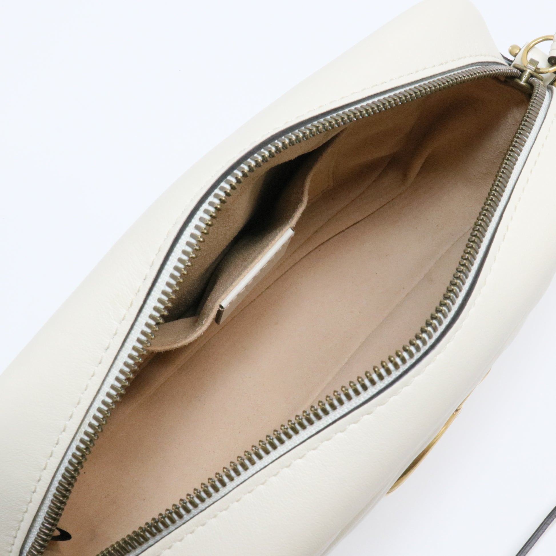 White GG Marmont Leather Crossbody Bag