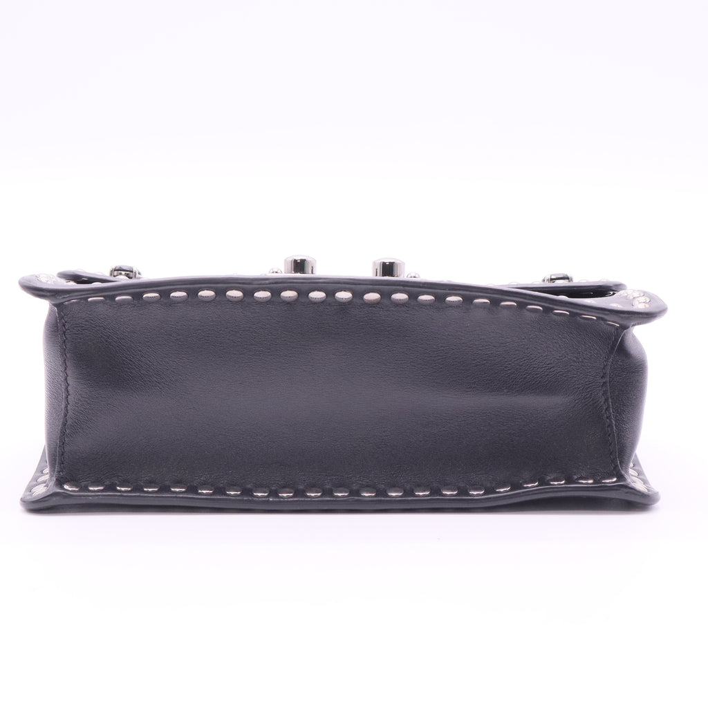 Bijou Studded 2way Shoulder Bag Leather Black Twins