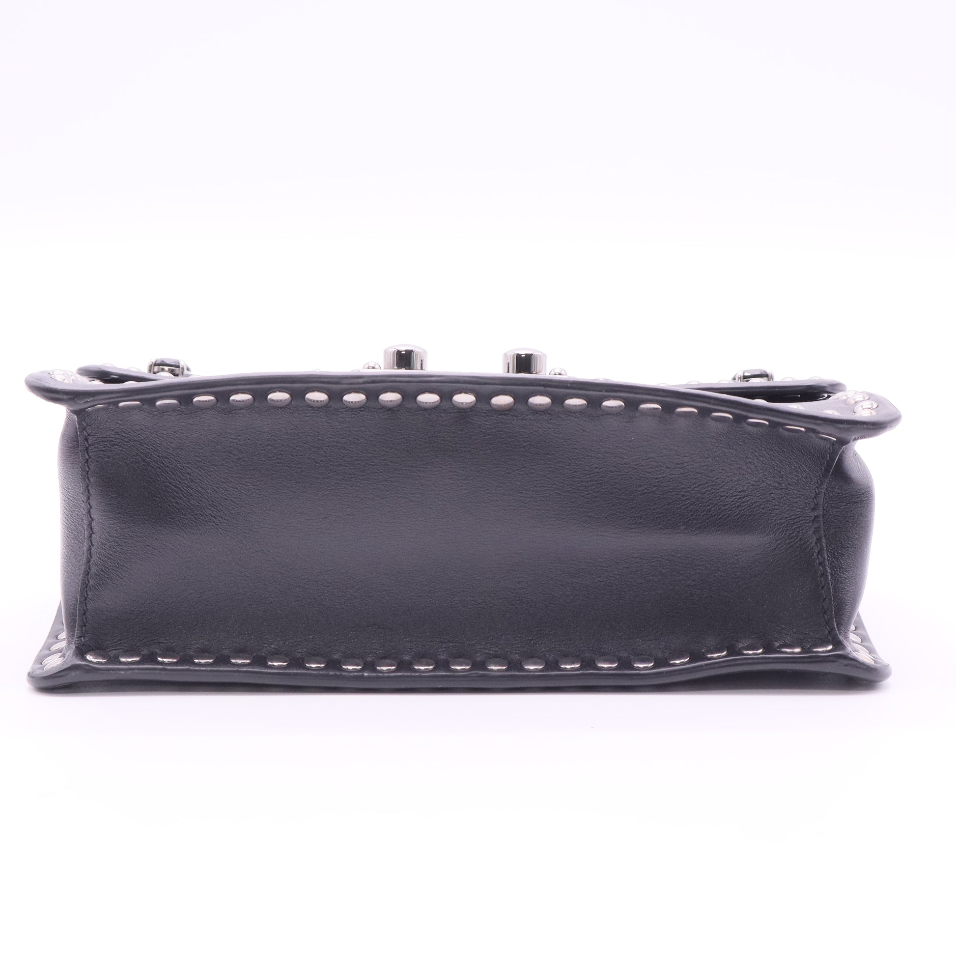 Bijou Studded 2way Shoulder Bag Leather Black Twins