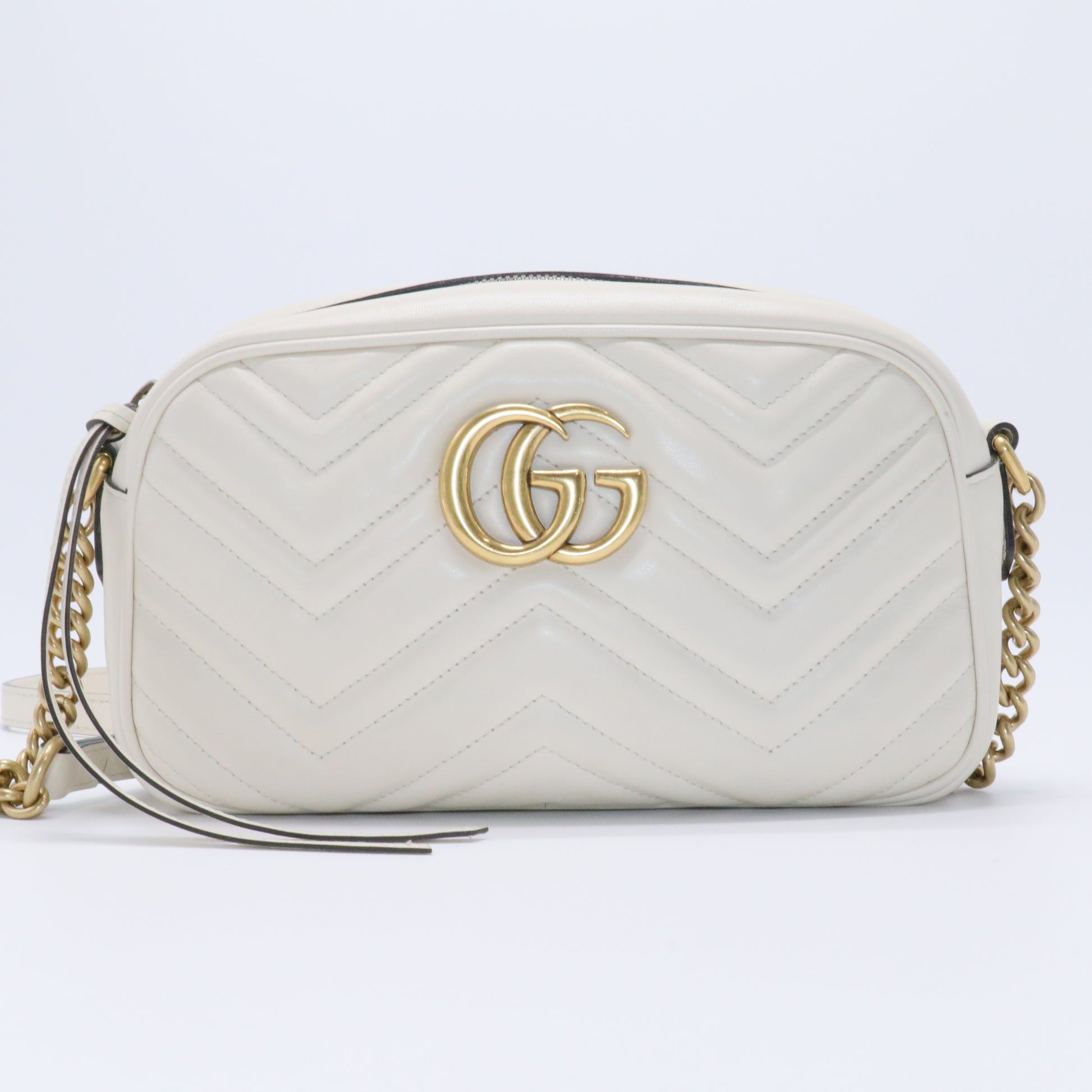 White GG Marmont Leather Crossbody Bag