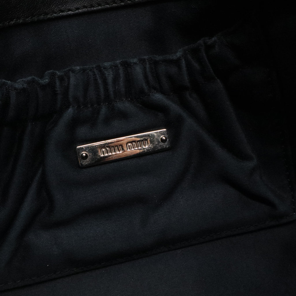 Black Cloquet Quilted Nappa Leather Cristal Shoulder Bag For Gisel