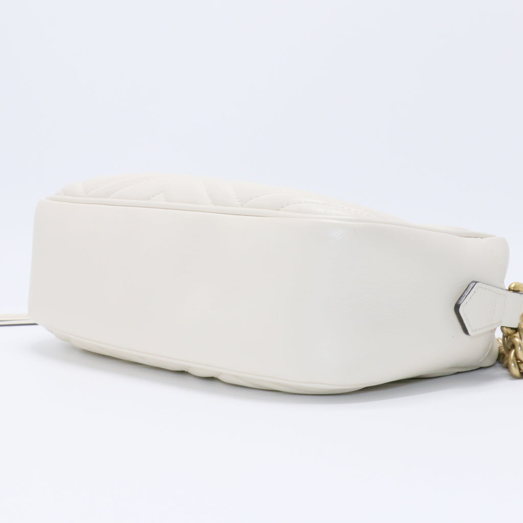 White GG Marmont Leather Crossbody Bag