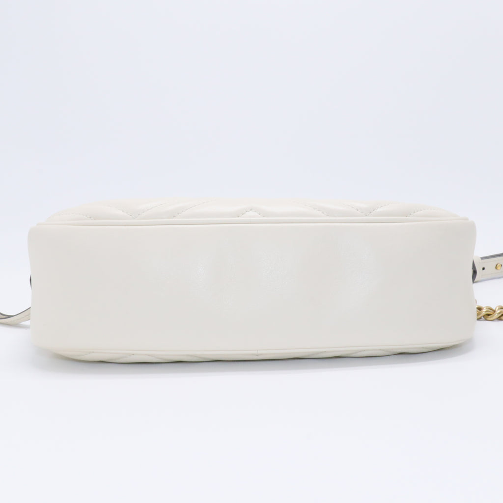 White GG Marmont Leather Crossbody Bag