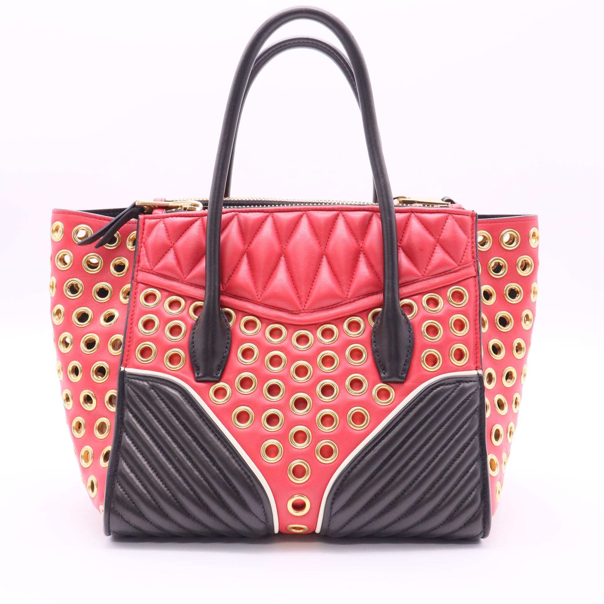 Biker Convertible Tote Grommet Embellished Leather Small Twins