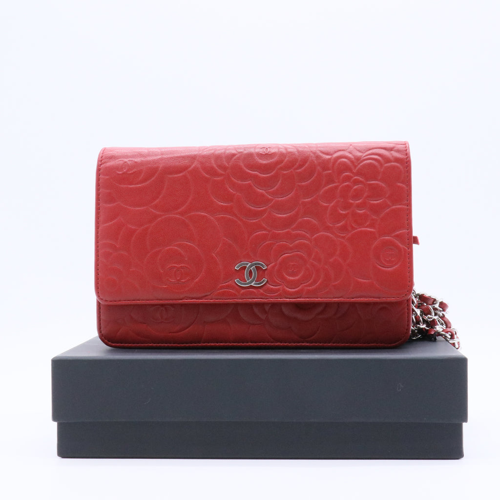 Chanel Wallet on Chain Camellia Lambskin Red Twins