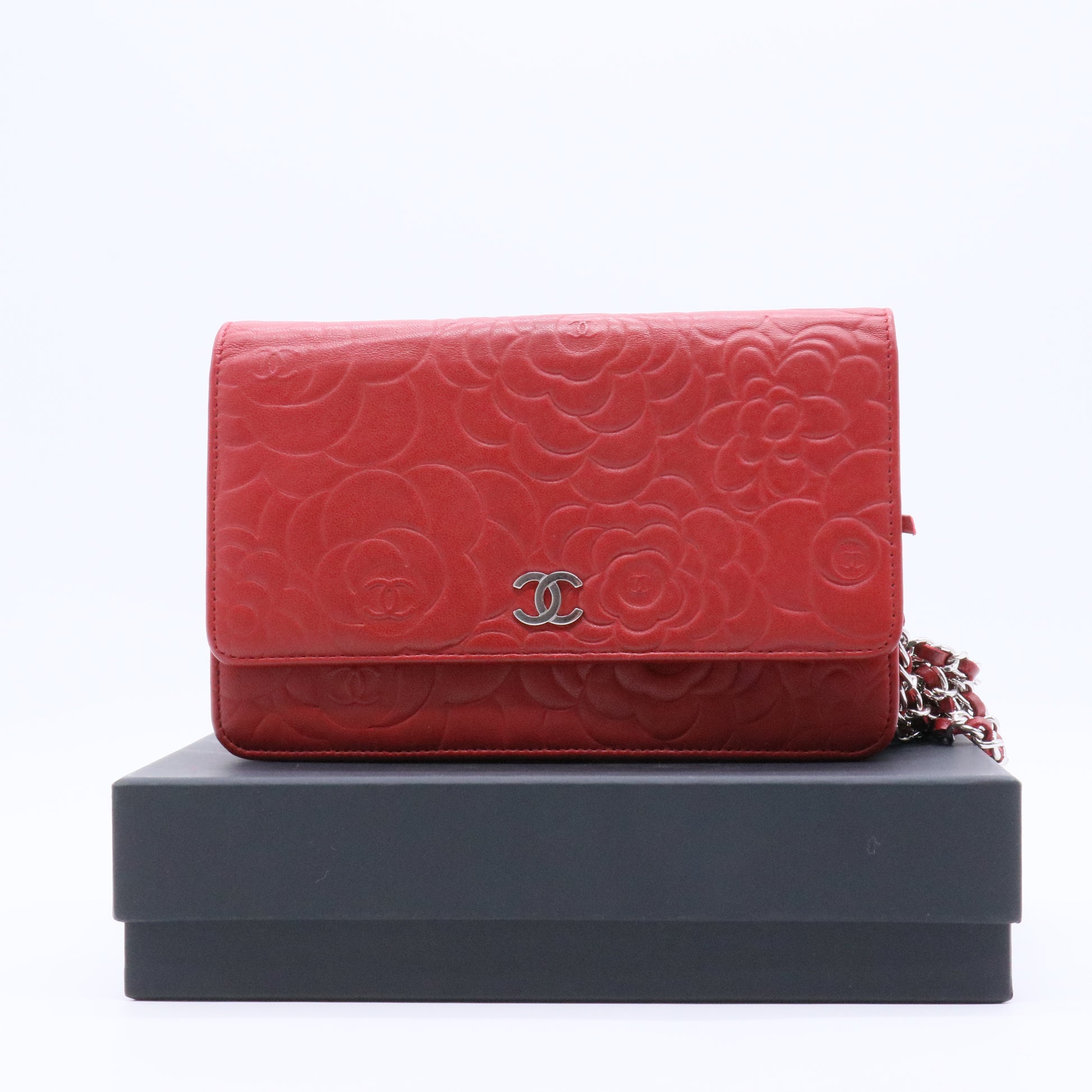 Chanel Wallet on Chain Camellia Lambskin Red Twins