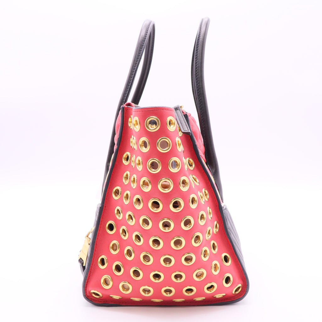 Biker Convertible Tote Grommet Embellished Leather Small Twins