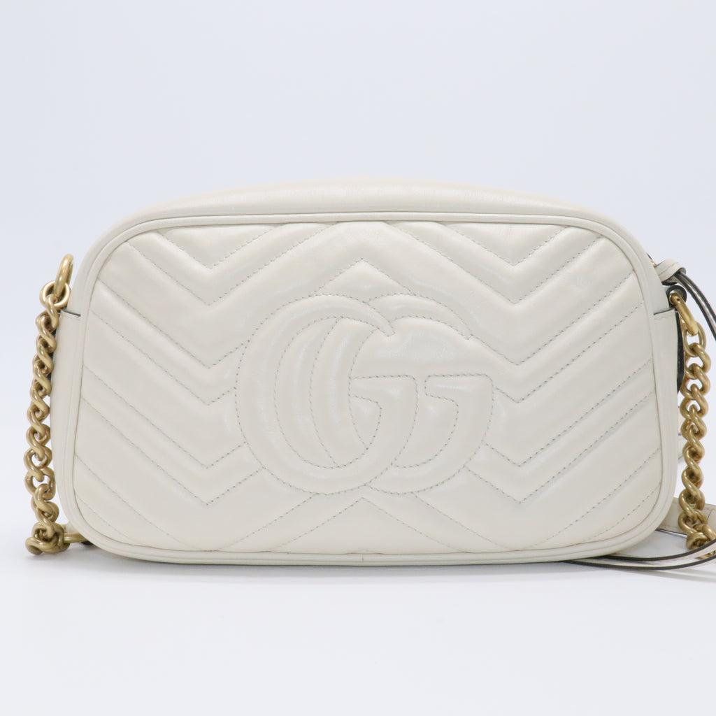 White GG Marmont Leather Crossbody Bag
