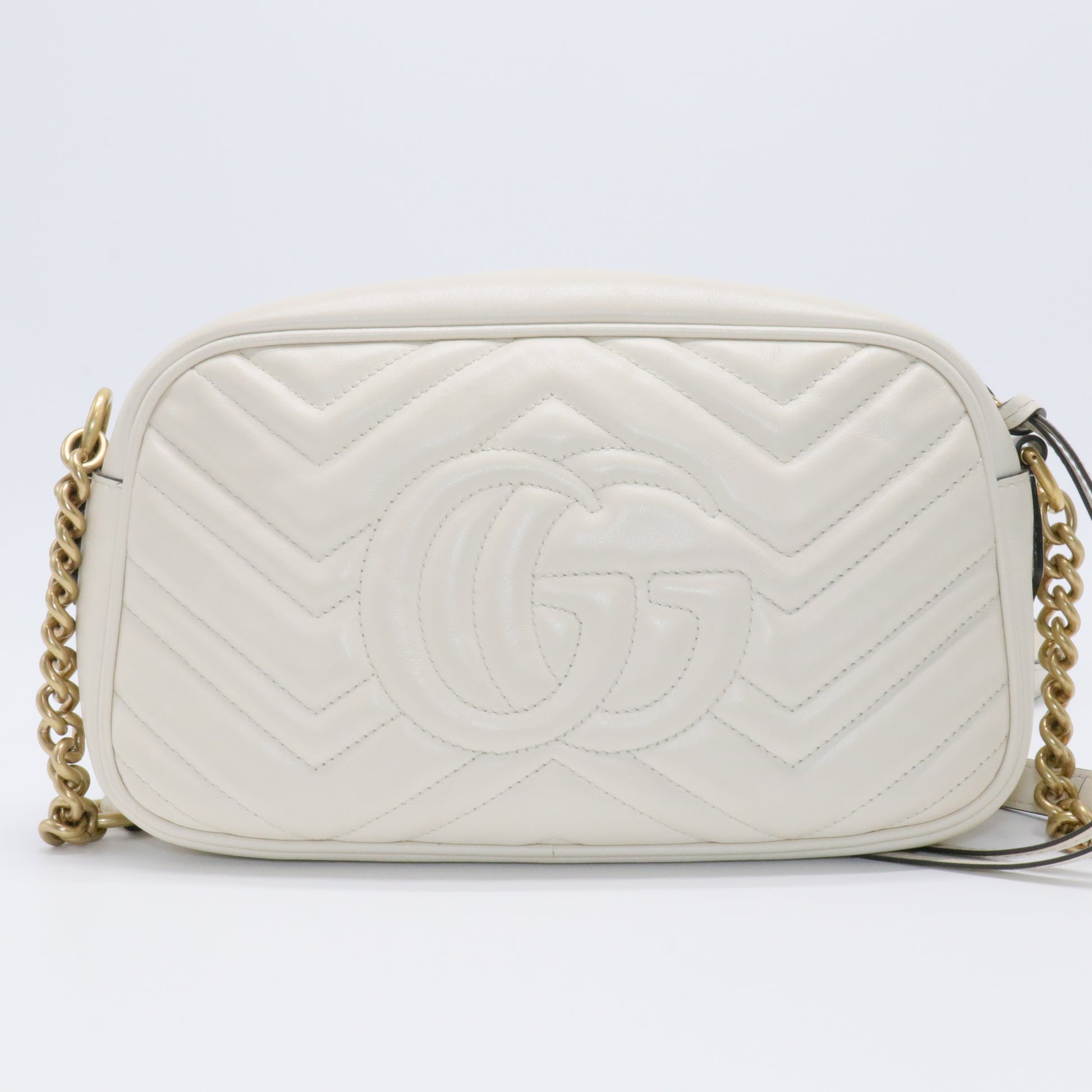 White GG Marmont Leather Crossbody Bag