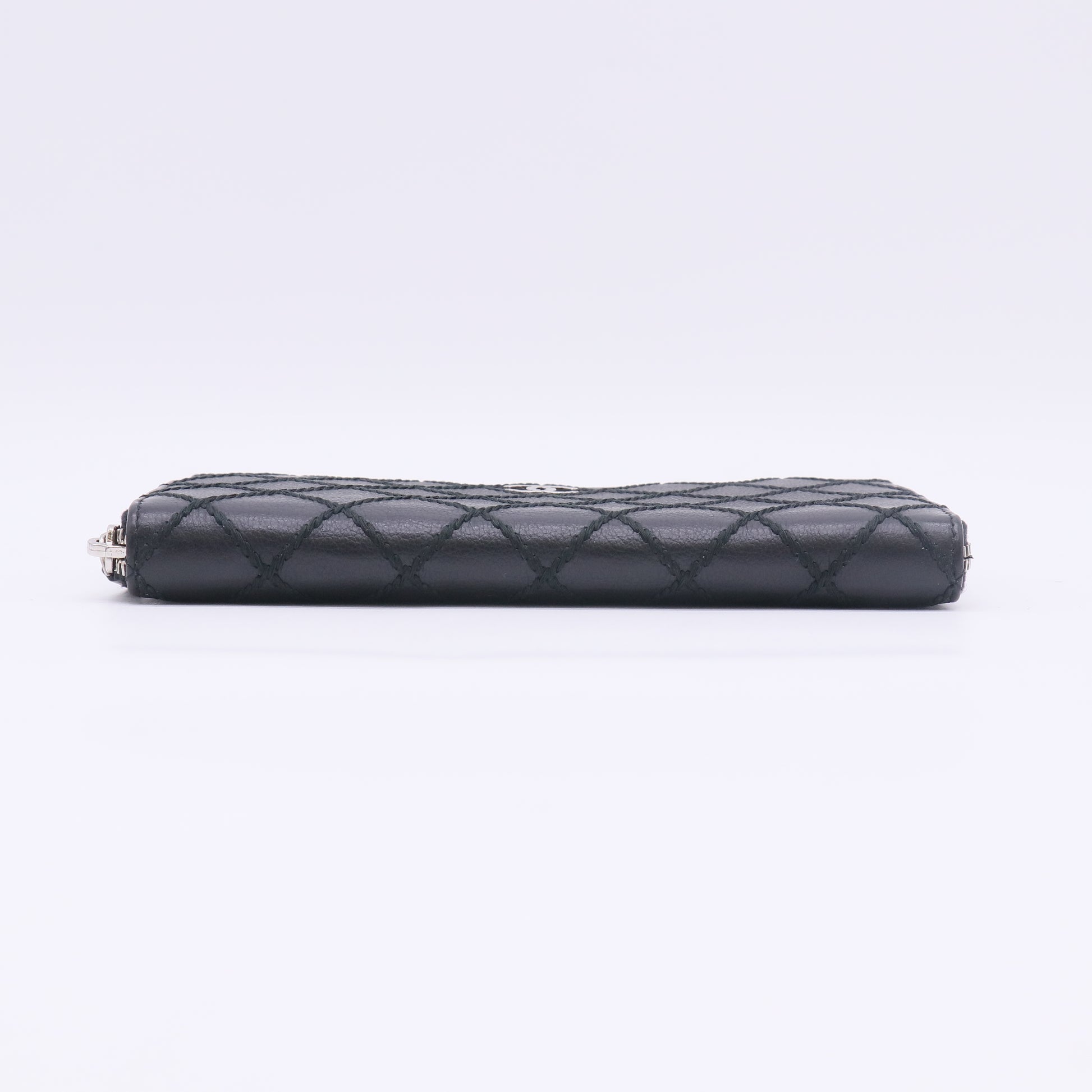Caviar Quilted Large Gusset Zip Around Wallet Black W22755