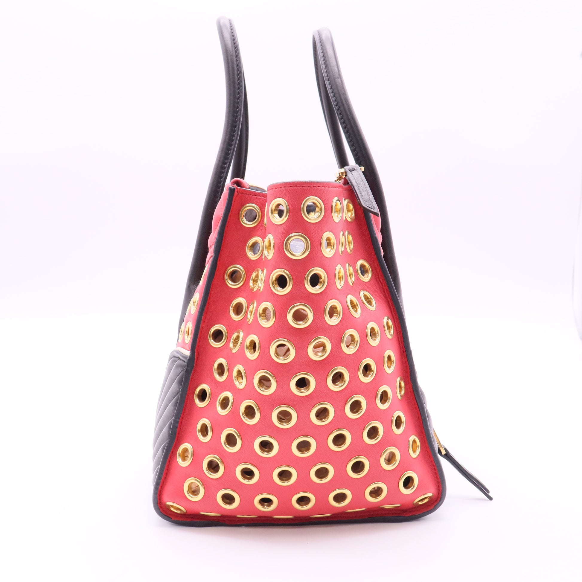 Biker Convertible Tote Grommet Embellished Leather Small Twins